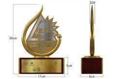 China Enterprise Custom Metal Trophies Shiny Gold Plated With Embossed Logo supplier