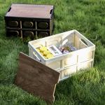 Car Storage Box , Camping Folding Box Multifunctional Wooden Lid