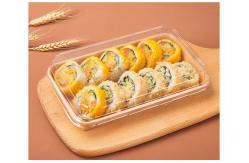 China Degradable Sushi Tray Recyclable Paper Sushi Container With Lid Cake Container supplier