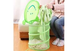 China Bathroom Mesh Popup Polyester Foldable Laundry Basket With Cover supplier