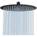 Ultra Thin Round Rainfall SS Shower Head Matte Black Polished for sale