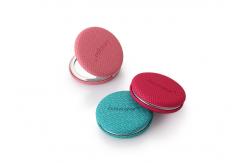 China PU Cosmetic Pocket Mirror Foldable 72mm Thickness Weave Pattern supplier