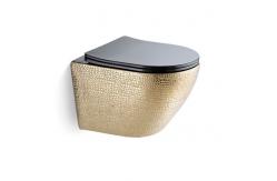 China Electroplated Black Gold Ceramic Wall Hanging Toilet Self Cleaning Glazed supplier