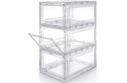 China 3 Layer Thickened Transparent Shoe Box 38*26cm Stackable Shoe Organizer supplier