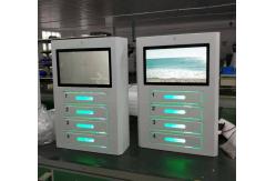 China 4 Electric Lockers Wall Mount Cell Phone Charging Station Kiosk With Advertising Screen supplier