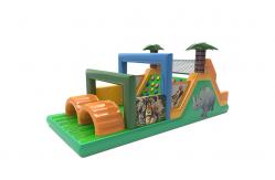 China Jugle Theme Animal Rhino Inflatable Obstacle Course With Palm supplier