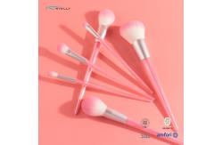 China Pink 6 Piece Makeup Brush Set Durable Plastic Handle Artificial Fiber supplier