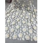 3D Embroidered Flower Beaded Wedding Gown Lace Fabric Anti-static Fashion for sale