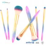 Synthetic Hair Plastic Gradient Cosmetic Makeup Brush Set 8 PCS With Sponge for sale