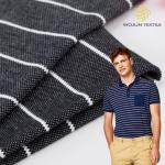 Pique Elasticity Wear Resistant Striped Cotton Fabric For Polo Shirt for sale