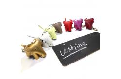 China Brass Plating 5.5cm Leather Animal Keyring For Promotional Gift supplier