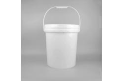 China Red Plastic Paint Bucket with Handle and Leakproof Design supplier