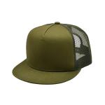 Camo 6 Panel Flat Brim Mesh Cap Custom Logo Army Green Flat Brim Trucker Hat for sale