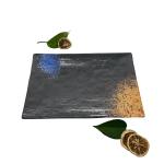 Matte Black Melamine Soup Plate Reliefs Texture Rectangle Shaped Plates for sale