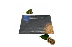 China Matte Black Melamine Soup Plate Reliefs Texture Rectangle Shaped Plates supplier