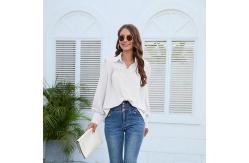 China Chiffon White Ruffle Shirt Autumn Spring Hooded Collar Women Trucksuit supplier