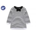 Cotton Knitted Girl Striped Dress , Black And White Childrens Dresses Long Sleeves for sale