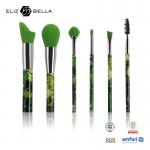 Full Rolling Printing 6 Piece Makeup Brush Set Green Synthetic Hair Cosmetic Brush for sale