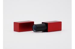 China Square Aluminum Red Empty Lipstick Tubes Container 3.5g With Magnet Case supplier