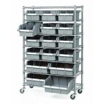 Commercial Garage Rolling Wire Rack Shelves 16 Bins Rack Steel Frame Shelving for sale