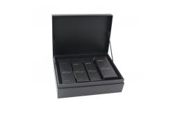 China Retail Skin Care Box Black Printing And Golden Foil With Waterproof Surface supplier