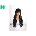 European Fashion Neat Bang Hair Wig Long Wave High Tempreture Synthetic Fiber for sale