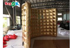 China Portable Golden Inflatable Photo Booth Wall Led Lighting Curve Backdrop Photobooth Enclosure supplier