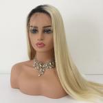 1b / 613 Blonde Color Straight Wig Ombre Hair Extensions / 100 Real Human Hair for sale
