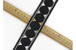 China Custom Ribbon Black Embroidered Lace Trim With Rhinestone / Embroidered Bridal Lace supplier
