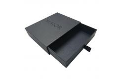 China Black Gift Drawer Packaging Box Glossy Lamination Bronzed Blob Stamped Logo supplier