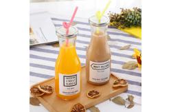 China 500ml Thick Glass Beverage Bottle With Straw / Lid Environmentally Friendly supplier