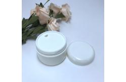 China Cosmetic Container 100ml 50ml White PP Plastic Cream Jar With Silver Edge supplier