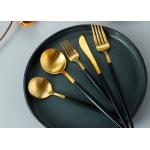 20pcs SUS304 Gold Plated Eating Utensils With Black Handle for sale