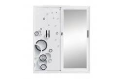 China Kd Structure Lockable Sliding Door Metal Wardrobe Almirah  With Mirror supplier