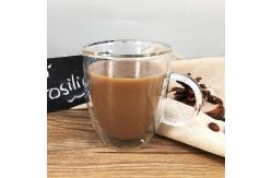 China Round Christmas Drinking Glasses , Customized Latte Double Layer Glass Cup supplier
