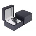 Customized Black Matte Single Watch Boxes Pu Leather Square Wooden for sale