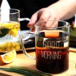 450ml Single Wall Glass Coffee Cup With Handle Simple Design Heat Proof