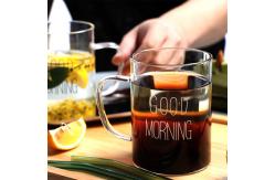 China 450ml Single Wall Glass Coffee Cup With Handle Simple Design Heat Proof supplier