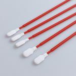 Disposable Lint Free Red Long Stick Paddle Head Polyester Swabs 165mm Length for sale