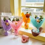Valentine's Day Gift Knitted Bouquet Handbag with Simulation Flowers in Multiple Colors for sale
