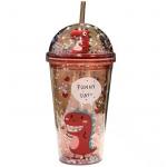 Beverage Straw Cup Summer Ice Cream Cup Transparent Double-Layer Plastic Water Cup Milk tea bottle for sale