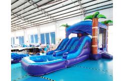 China Palm Tree Jumping Inflatable Bouncer Slide With Triple Stitching supplier