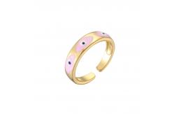 China Enamel Evil Eye Ring Gold Plated supplier