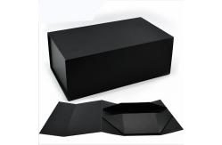 China Custom Paper Folder Box Packaging Luxury Black Foldable Paper Gift Box With Ribbon supplier