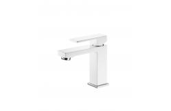 China Stylish Matte White Guest Room Wash Basin Faucet 1 Hole Zinc Handle supplier