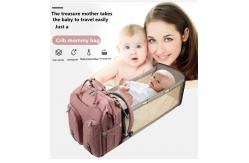 China 600D Travel Mommy Backpack Nursing Diaper Bag Foldable Crib supplier