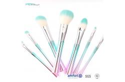China 7 PCS Rainbow Plastic Handle Cosmetic Makeup Brush Set Private Label Design supplier