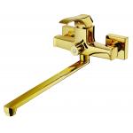 Antirust Light Gold Gold Wall Mount Tub Faucet Extra Long Bath Faucet for sale