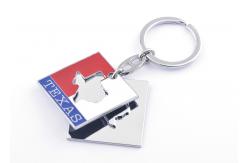 China Silk Screen Printing Engraved Metal Keychains Engraved Silver Key Ring supplier