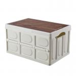 Car Storage Box , Camping Folding Box Multifunctional Wooden Lid
